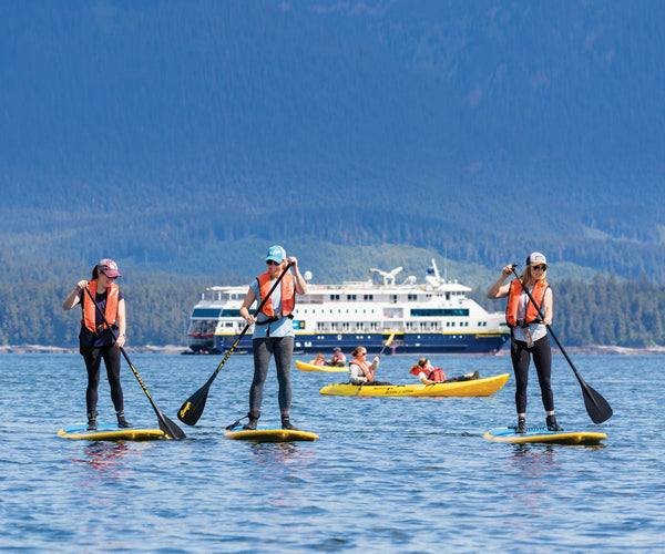 people on paddle boards