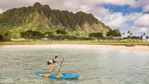 paddle boarding in the wind