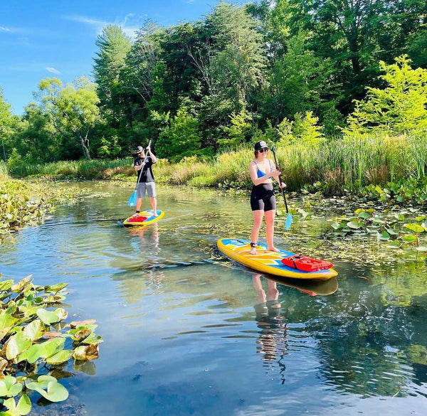 women on paddle boards