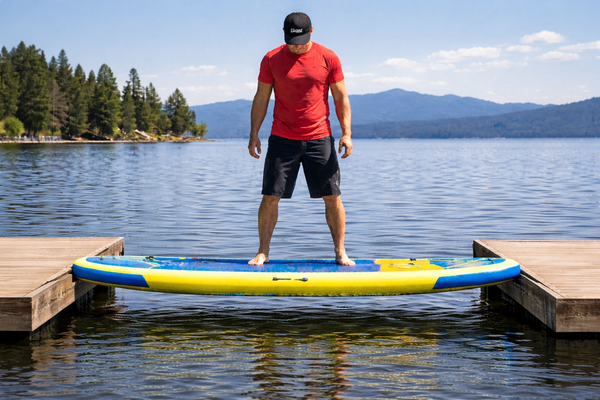 flex test on an inflatable paddle board