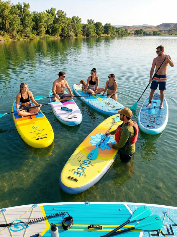 group on paddle boards